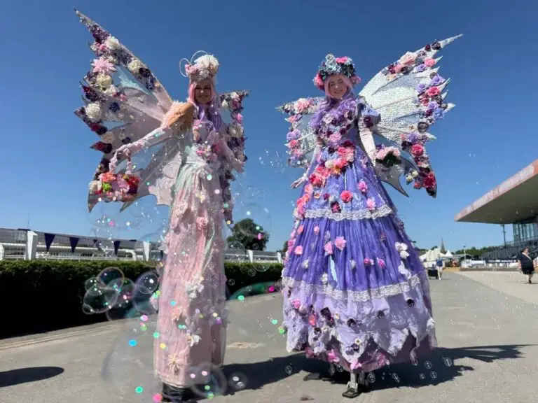Bezerkaz Circus Fairy themed Stiltwalker, Stiltwalker Bubble making fairy Duo with amazing costumes at summer event